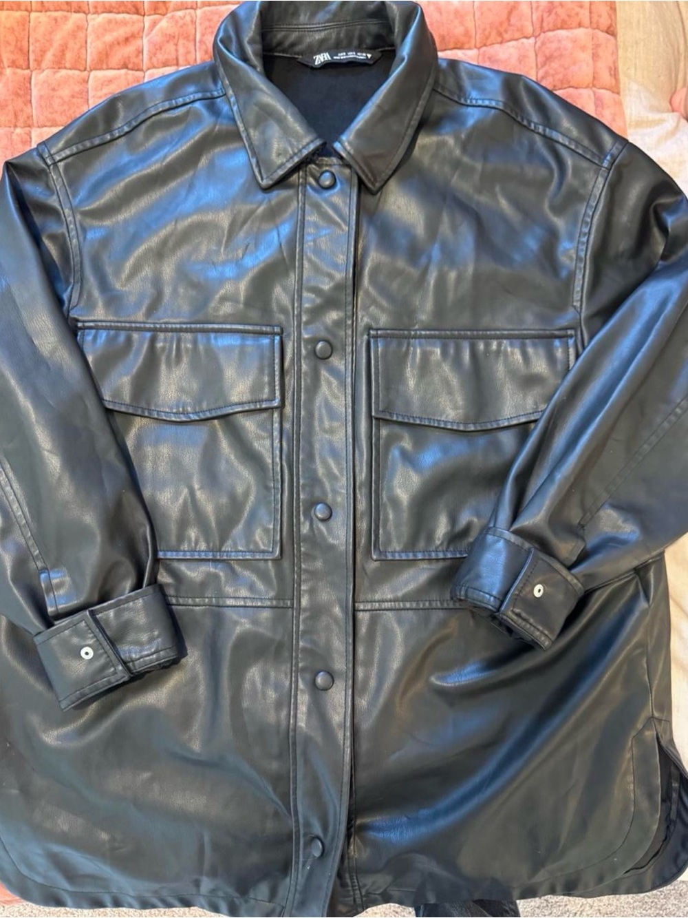 Zara Faux Leather Overshirt Jacket